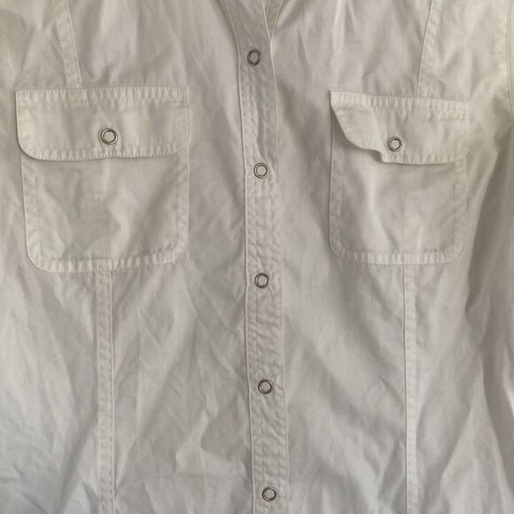 Chicos platinum cotton white button down size 0 - Picture 2 of 6